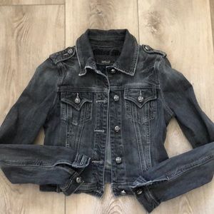 Miss Me Distressed Gray Denim Jacket Size Small